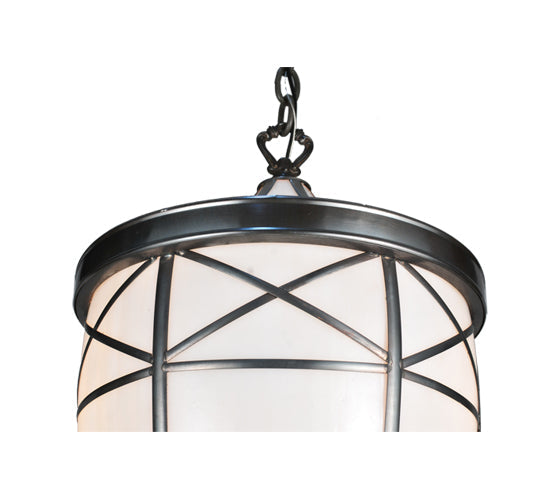 Meyda Lighting Borough Hall 14" 2-Light Craftsman Brown Pendant Light With White Art Shade Glass