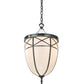 Meyda Lighting Borough Hall 14" 2-Light Craftsman Brown Pendant Light With White Art Shade Glass