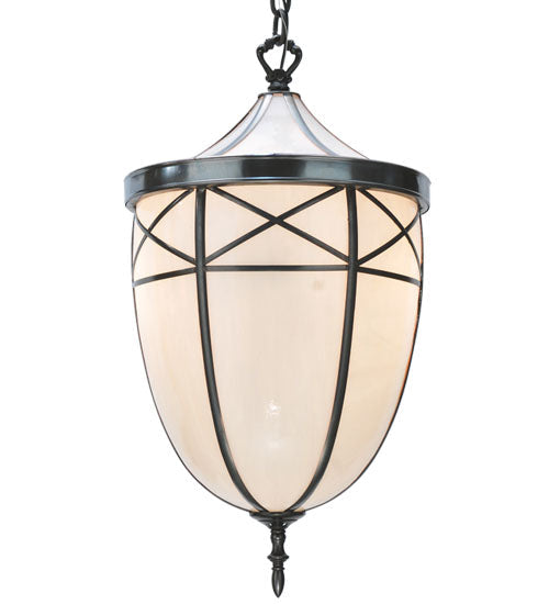 Meyda Lighting Borough Hall 14" 2-Light Craftsman Brown Pendant Light With White Art Shade Glass