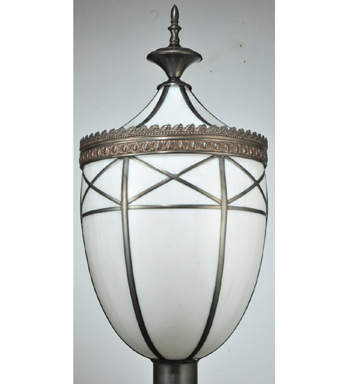 Meyda Lighting Borough Hall 14" Craftsman Brown Hall Post Light With White Art Shade Glass