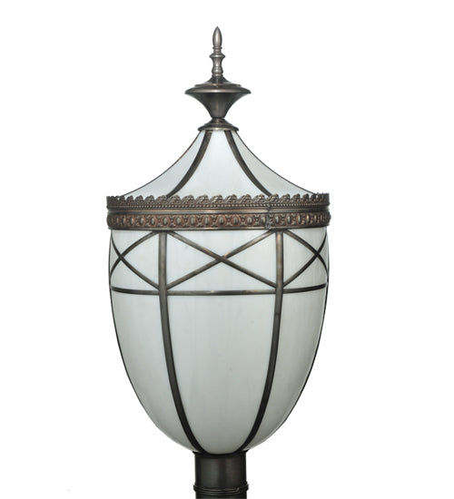 Meyda Lighting Borough Hall 14" Craftsman Brown Hall Post Light With White Art Shade Glass