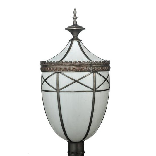Meyda Lighting Borough Hall 14" Craftsman Brown Hall Post Light With White Art Shade Glass