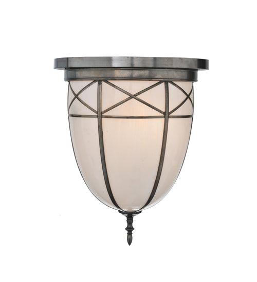 Meyda Lighting Borough Hall 16" 2-Light Craftsman Brown Flush Mount Light With White Art Shade Glass