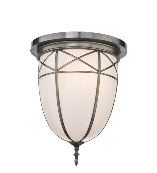 Meyda Lighting Borough Hall 16" 2-Light Craftsman Brown Flush Mount Light With White Art Shade Glass