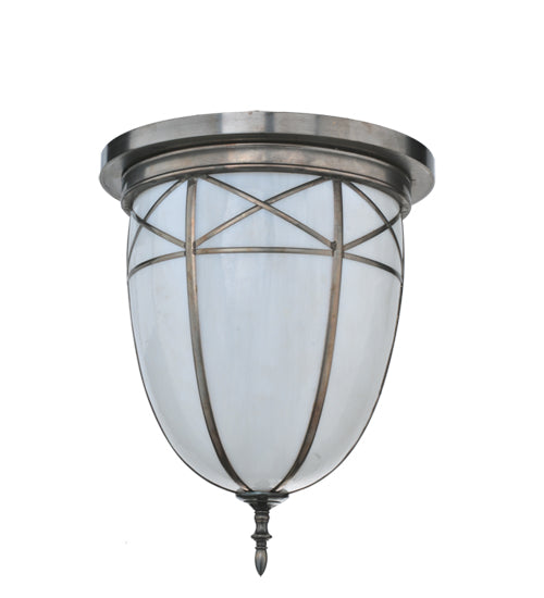 Meyda Lighting Borough Hall 16" 2-Light Craftsman Brown Flush Mount Light With White Art Shade Glass