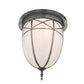 Meyda Lighting Borough Hall 16" 2-Light Craftsman Brown Flush Mount Light With White Art Shade Glass