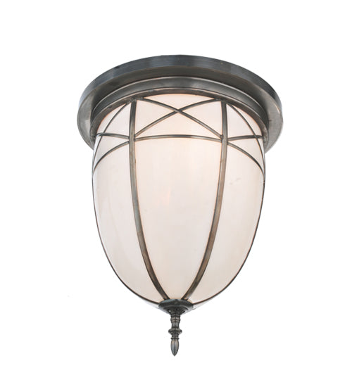 Meyda Lighting Borough Hall 16" 2-Light Craftsman Brown Flush Mount Light With White Art Shade Glass