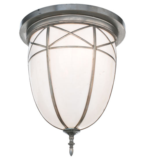 Meyda Lighting Borough Hall 16" 2-Light Craftsman Brown Flush Mount Light With White Art Shade Glass