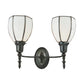 Meyda Lighting Borough Hall 18" 2-Light Craftsman Brown Wall Sconce With White Art Shade Glass