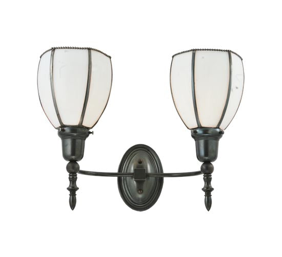 Meyda Lighting Borough Hall 18" 2-Light Craftsman Brown Wall Sconce With White Art Shade Glass