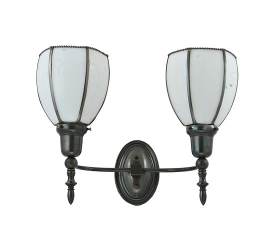 Meyda Lighting Borough Hall 18" 2-Light Craftsman Brown Wall Sconce With White Art Shade Glass