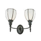 Meyda Lighting Borough Hall 18" 2-Light Craftsman Brown Wall Sconce With White Art Shade Glass