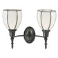 Meyda Lighting Borough Hall 18" 2-Light Craftsman Brown Wall Sconce With White Art Shade Glass