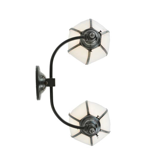 Meyda Lighting Borough Hall 18" 2-Light Craftsman Brown Wall Sconce With White Art Shade Glass