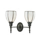 Meyda Lighting Borough Hall 18" 2-Light Craftsman Brown Wall Sconce With White Art Shade Glass