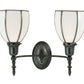 Meyda Lighting Borough Hall 18" 2-Light Craftsman Brown Wall Sconce With White Art Shade Glass
