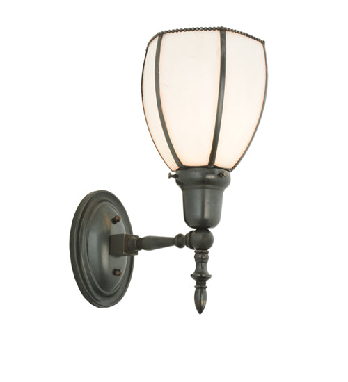 Meyda Lighting Borough Hall 7" Craftsman Brown Wall Sconce With White Art Shade Glass