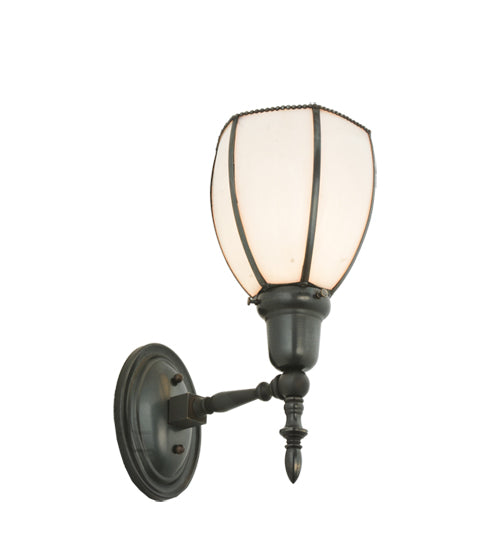 Meyda Lighting Borough Hall 7" Craftsman Brown Wall Sconce With White Art Shade Glass