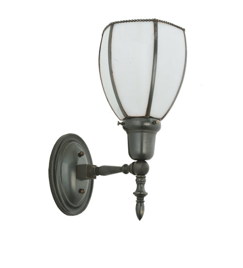 Meyda Lighting Borough Hall 7" Craftsman Brown Wall Sconce With White Art Shade Glass