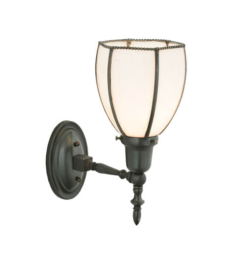 Meyda Lighting Borough Hall 7" Craftsman Brown Wall Sconce With White Art Shade Glass