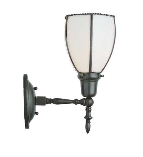 Meyda Lighting Borough Hall 7" Craftsman Brown Wall Sconce With White Art Shade Glass