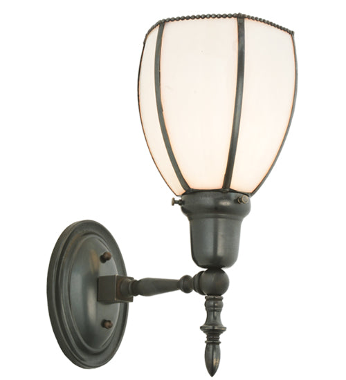 Meyda Lighting Borough Hall 7" Craftsman Brown Wall Sconce With White Art Shade Glass