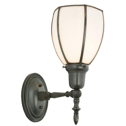 Meyda Lighting Borough Hall 7" Craftsman Brown Wall Sconce With White Art Shade Glass