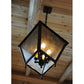 Meyda Lighting Boston 20" 4-Light Wrought Iron Lantern Pendant Light With Clear Seeded Shade Glass