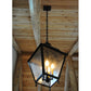 Meyda Lighting Boston 20" 4-Light Wrought Iron Lantern Pendant Light With Clear Seeded Shade Glass