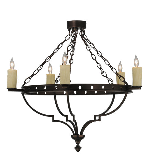 Meyda Lighting Bottini 31" 5-Light Mahogany Bronze Semi-flush Mount Ceiling Light With Ivory Faux Candlelight