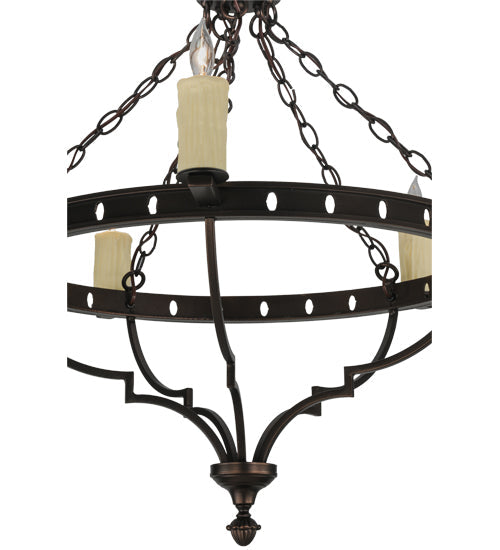 Meyda Lighting Bottini 31" 5-Light Mahogany Bronze Semi-flush Mount Ceiling Light With Ivory Faux Candlelight