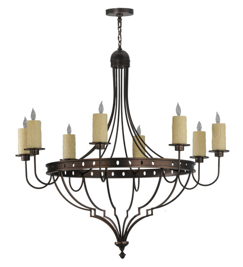 Meyda Lighting Bottini 48" 8-Light Mahogany Bronze Chandelier With Ivory Faux Candlelight