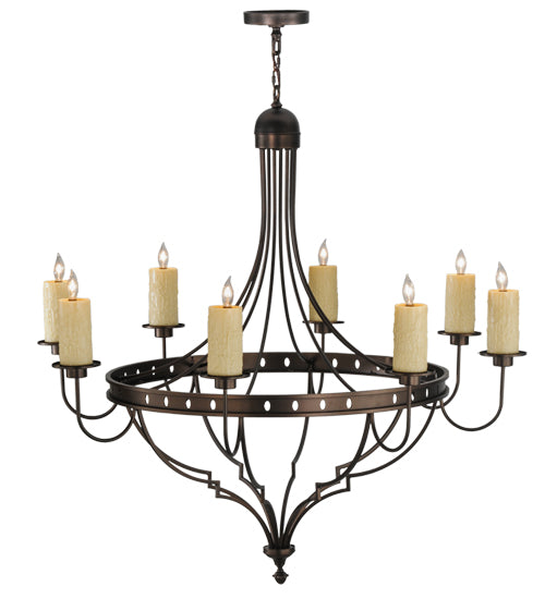 Meyda Lighting Bottini 48" 8-Light Mahogany Bronze Chandelier With Ivory Faux Candlelight