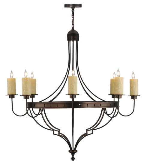 Meyda Lighting Bottini 48" 8-Light Mahogany Bronze Chandelier With Ivory Faux Candlelight
