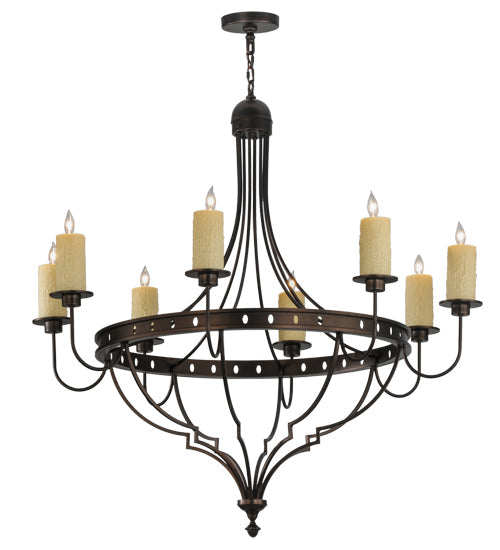 Meyda Lighting Bottini 48" 8-Light Mahogany Bronze Chandelier With Ivory Faux Candlelight