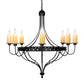 Meyda Lighting Bottini 48" 8-Light Textured Black Chandelier With Ivory Faux Candlelight