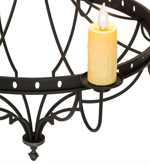Meyda Lighting Bottini 48" 8-Light Wrought Iron Chandelier With Ivory Faux Candlelights