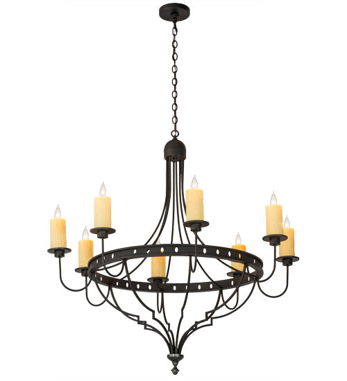 Meyda Lighting Bottini 48" 8-Light Wrought Iron Chandelier With Ivory Faux Candlelights