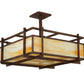 Meyda Lighting Boulder Creek 27" 2-Light Rusty Nail Pendant Light With Beige Art Shade Glass