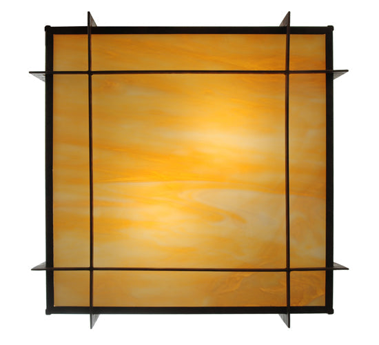 Meyda Lighting Boulder Creek 27" 2-Light Rusty Nail Pendant Light With Beige Art Shade Glass