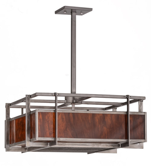 Meyda Lighting Boulder Creek 28" 2-Light Steel Pendant Light With Ambra Siena Idalight Shade