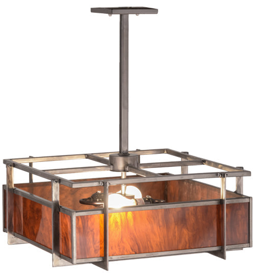 Meyda Lighting Boulder Creek 28" 2-Light Steel Pendant Light With Ambra Siena Idalight Shade