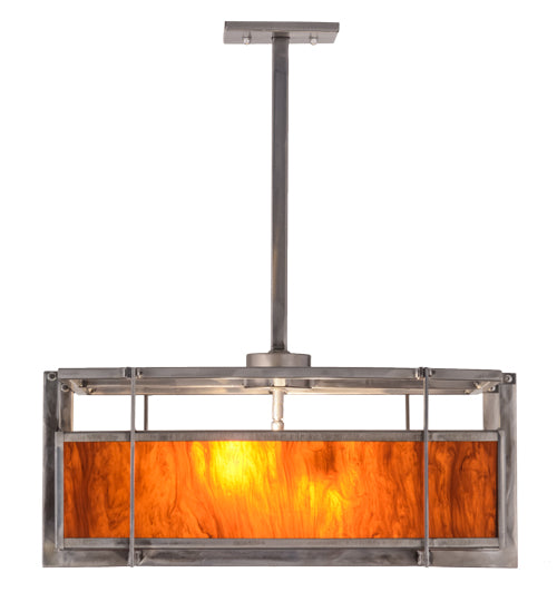Meyda Lighting Boulder Creek 28" 2-Light Steel Pendant Light With Ambra Siena Idalight Shade