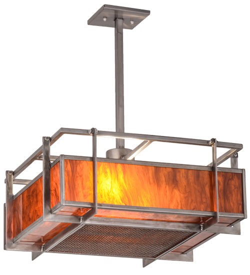 Meyda Lighting Boulder Creek 28" 2-Light Steel Pendant Light With Ambra Siena Idalight Shade