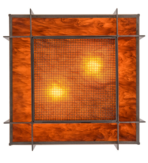 Meyda Lighting Boulder Creek 28" 2-Light Steel Pendant Light With Ambra Siena Idalight Shade