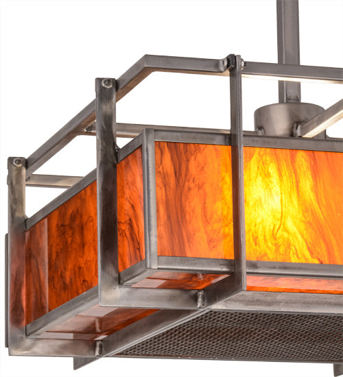 Meyda Lighting Boulder Creek 28" 2-Light Steel Pendant Light With Ambra Siena Idalight Shade