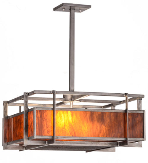 Meyda Lighting Boulder Creek 28" 2-Light Steel Pendant Light With Ambra Siena Idalight Shade