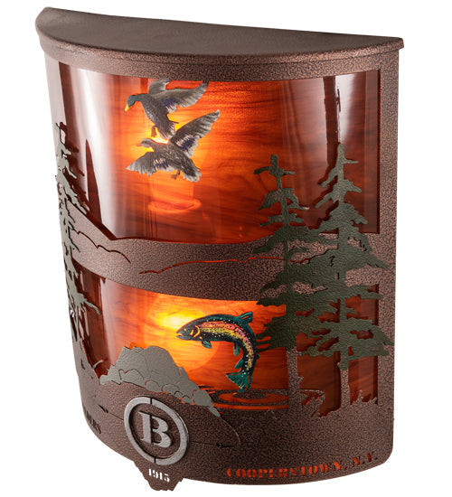 Meyda Lighting Boulders 12" 2-Light New Copper Vein Personalized Wall Sconce With Amber Maduro Idalight Shade