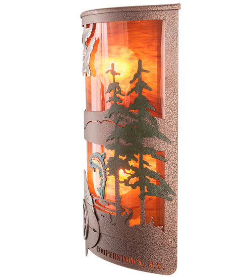 Meyda Lighting Boulders 12" 2-Light New Copper Vein Personalized Wall Sconce With Amber Maduro Idalight Shade