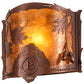 Meyda Lighting Boulders 12" New Copper Vein Personalized Wall Sconce With Amber Mica Shade Glass